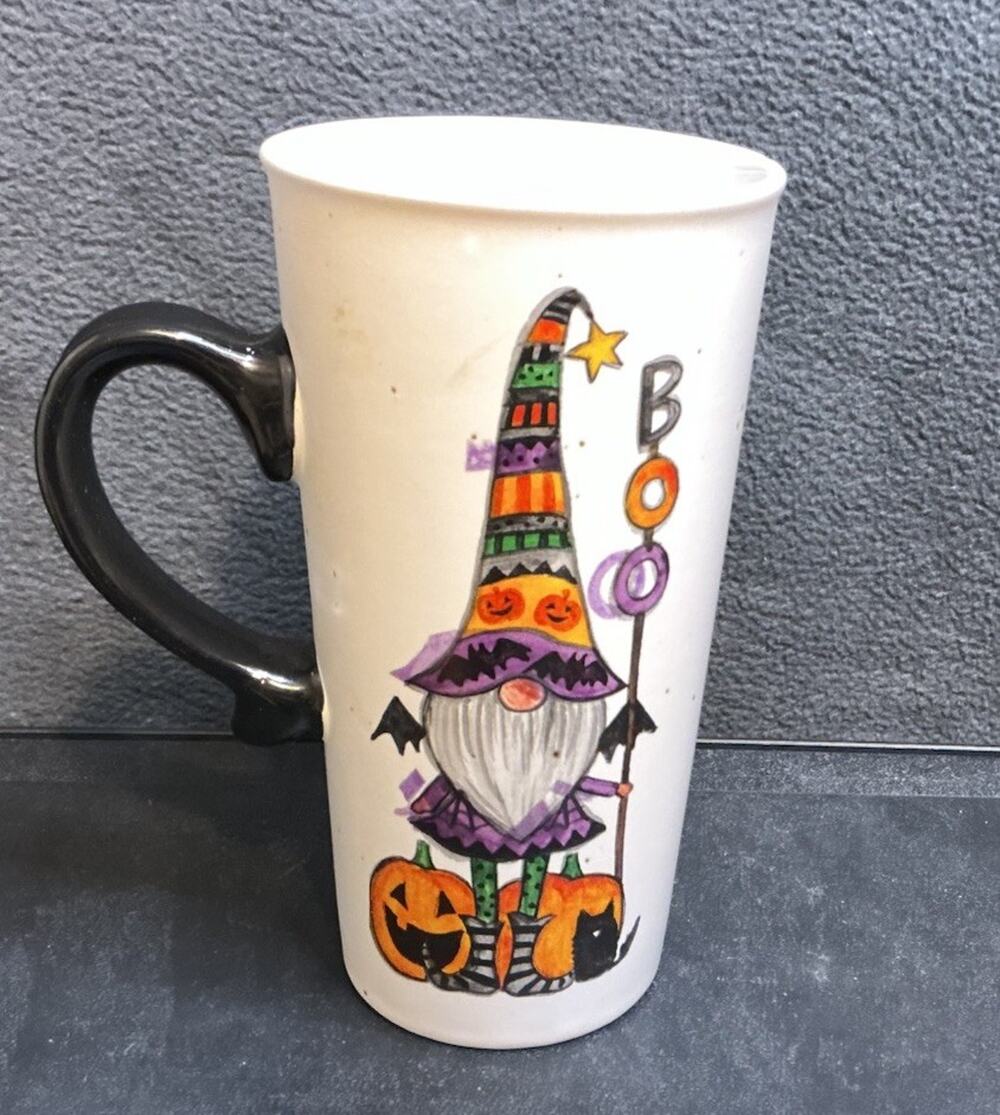 Cobwebs & Cauldrons Halloween Gnome Ceramic Travel Mug 20 ounces